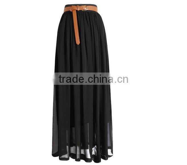 Sexy women Chiffon Pleated Maxi Long Dress Elastic Waist Bust Skirt