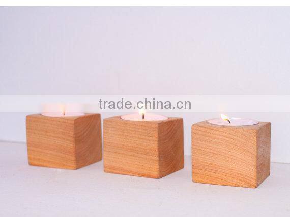 Rustic Home Decoration Cube Wooden Candle Holder Crafts