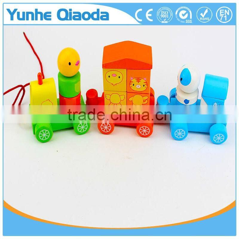 colorful Wood stocking Train Toys colorful animation Blocks Education Gift