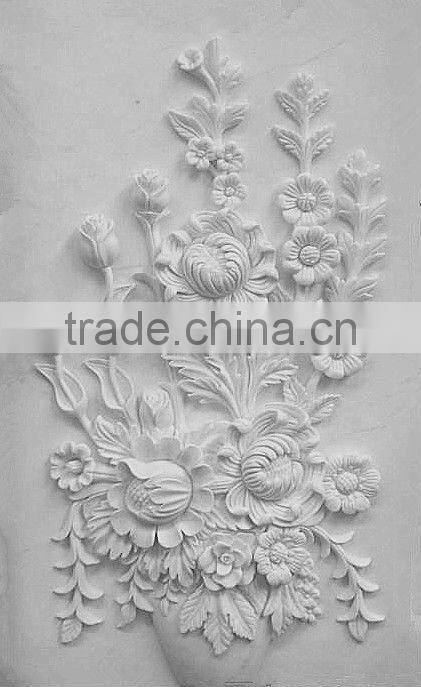 Hand Carved Marble Flower Relief