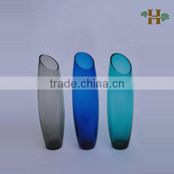 Cylinder Slanted Crackle Glass Vase Tall Glass Vase
