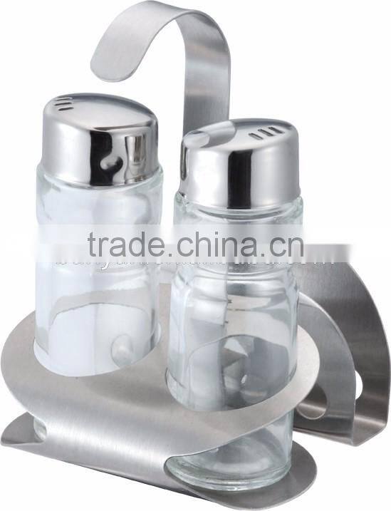 Factory Stainless Steel Condiment Glass Oval Oil and Vinegar Bottle Holder
