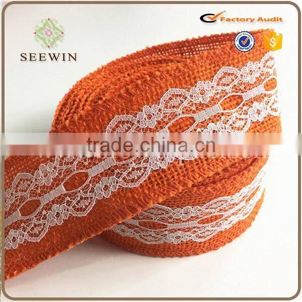 trendy high quality lace pattern jute ribbon