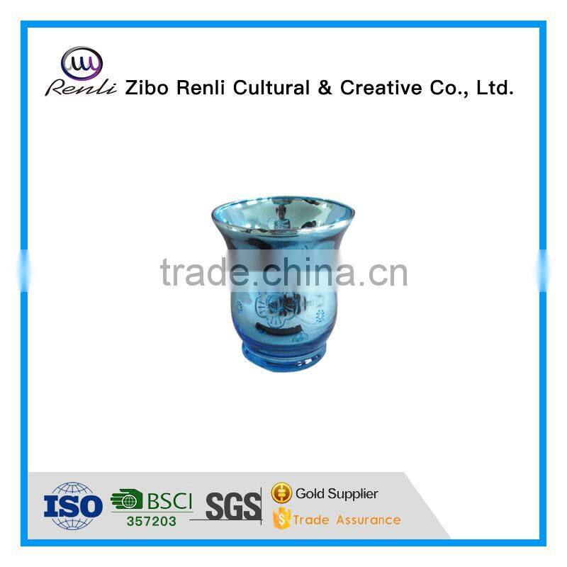 Electroplated Colored Geometric Glass Hurricane Candles Holders Lamp