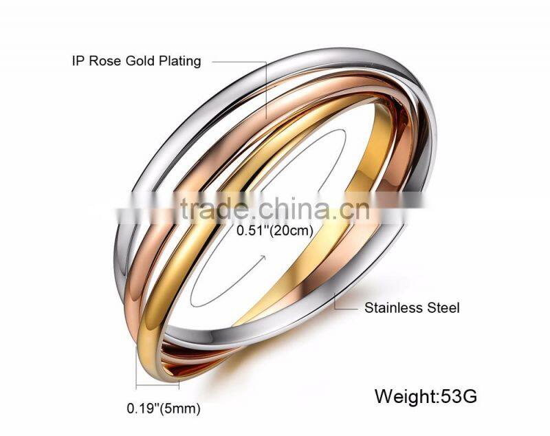 Wholesale Special Three Circle Jewelry Gift Bracelet Stainless Steel Bangle