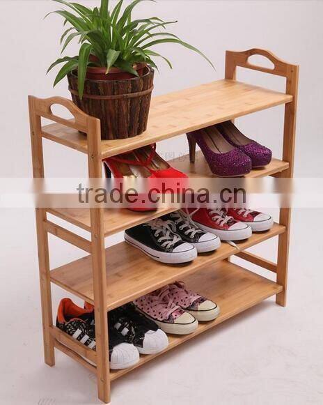 Simple wooden bamboo shoe rack