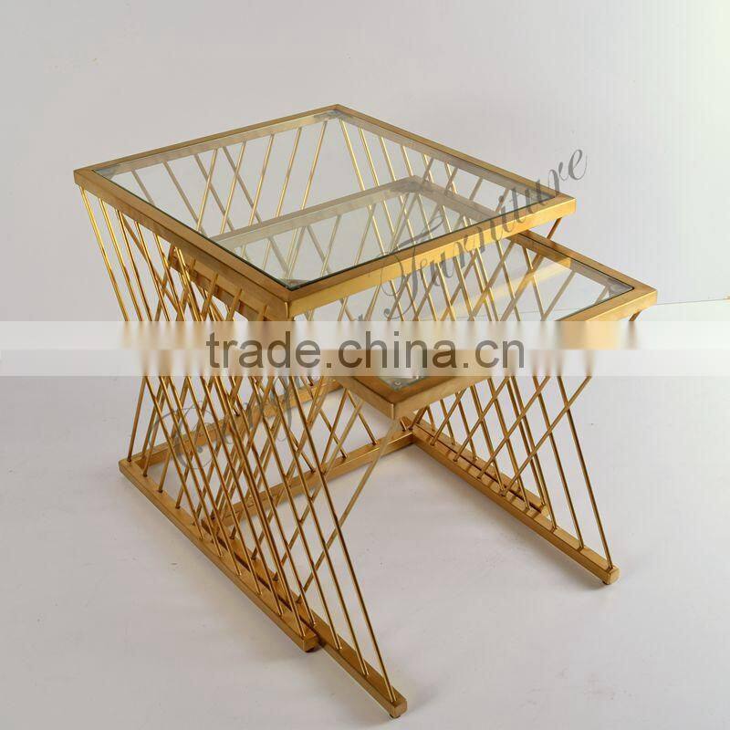 C8098 glass top stainless steel tea side table