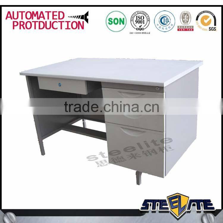 Luoyang steel office furniture computer desk, desktop computer table with a small cabinet and drawer