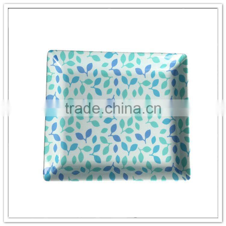 Leaves full printing custom high quality square plastic bar serving trays