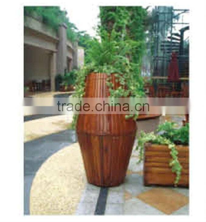 Famous Brand Excellent Quality Solid Wood Round Flowerpot (HA-15506)