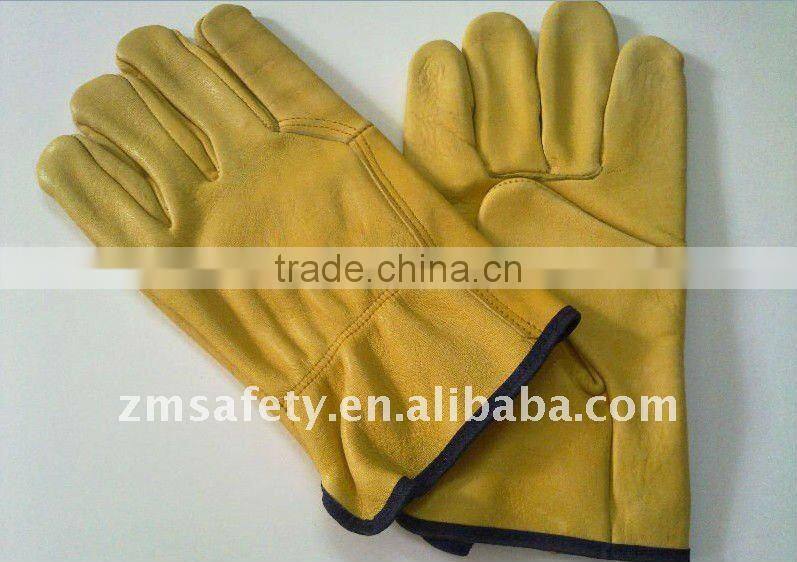 Protective Yellow Cow Grain Leather Driver glove