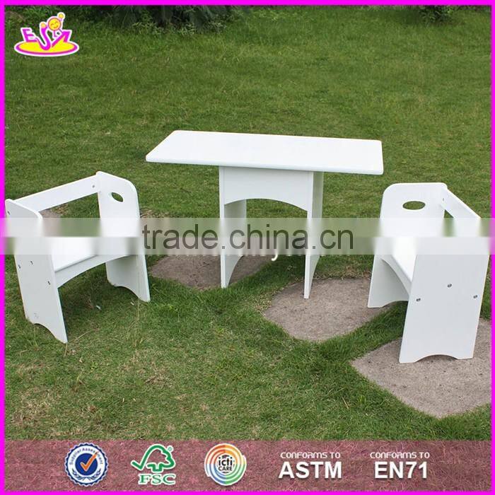 2017 new design home / school / kindergarten white wooden toddler activity table with storage box W08G193