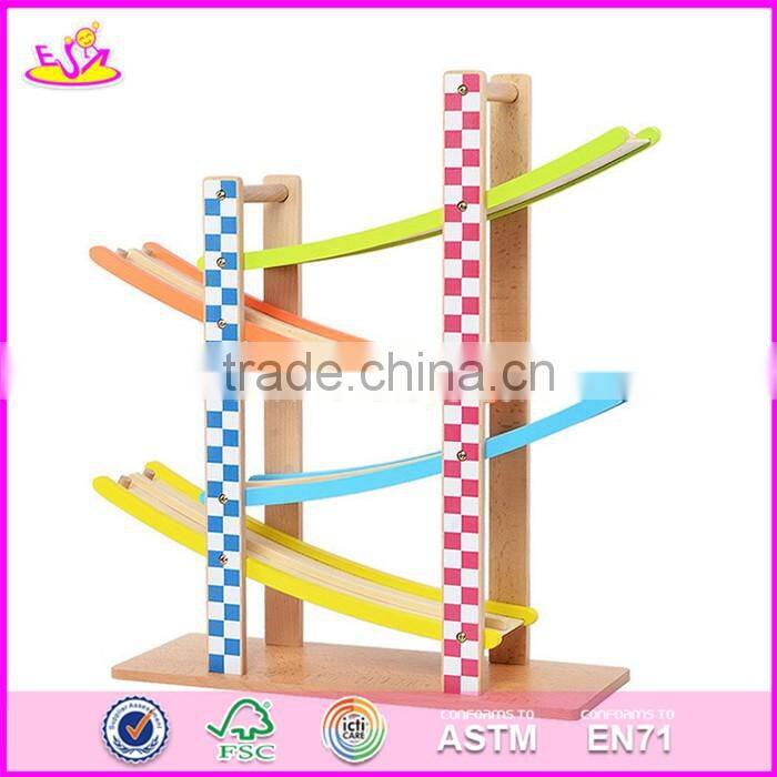 2017 new design 4 levels funny kids wooden race track toy W04E053