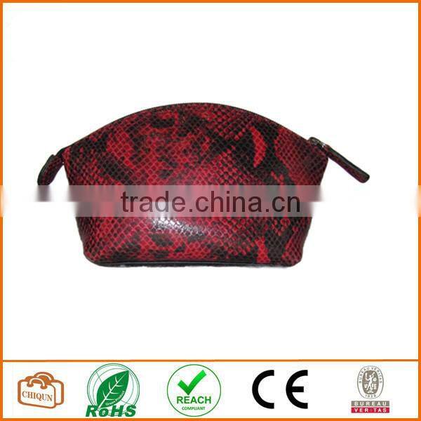 Leather Cosmetic Pouch Red Python Black