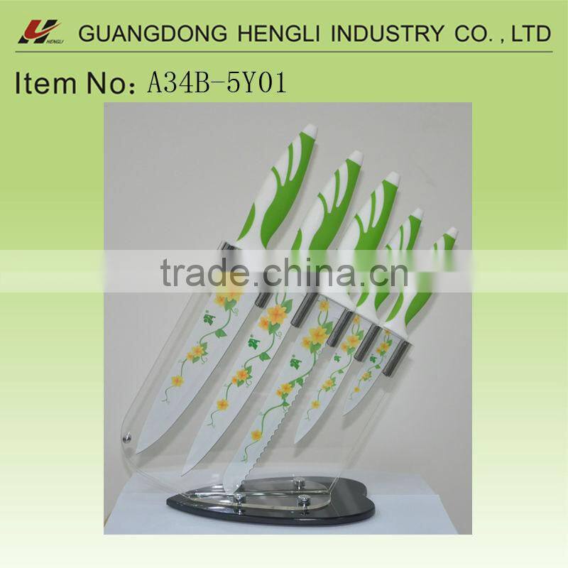 kitchen color non-stick knife set with gift box