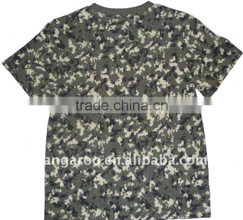 100%cotton short sleeve camouflage Military t-shirt for training; army round neck training shirt; cheap army camouflage tshirt