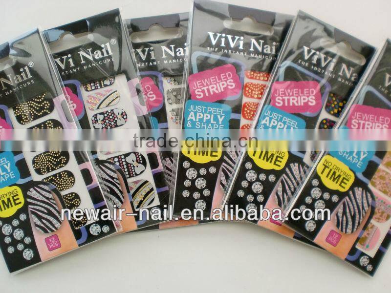 2014 wholesale fashion 3D Nail Art Stickers & Decals for jewel nail strip