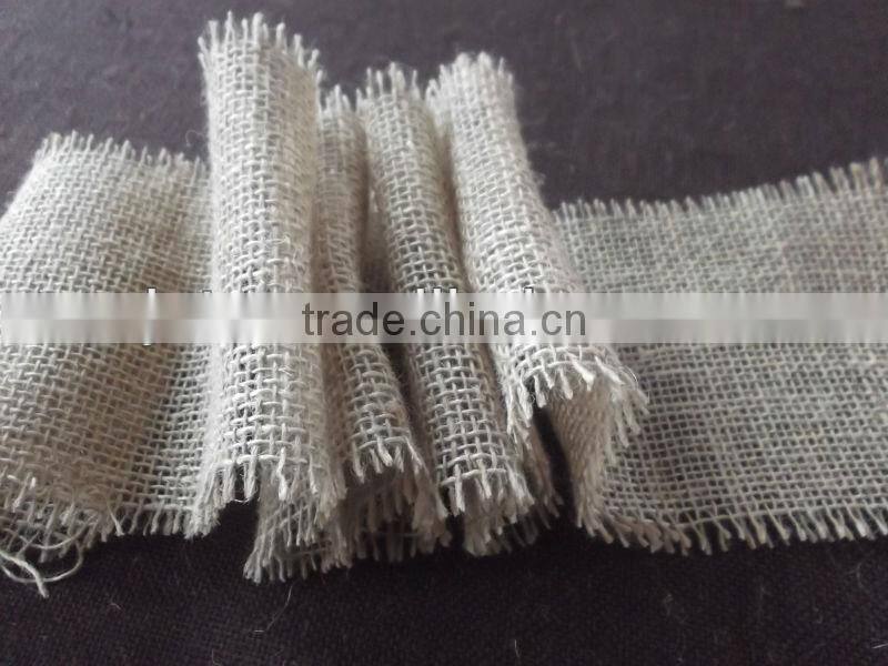100% jute burlap ribbon raw edge nature wired