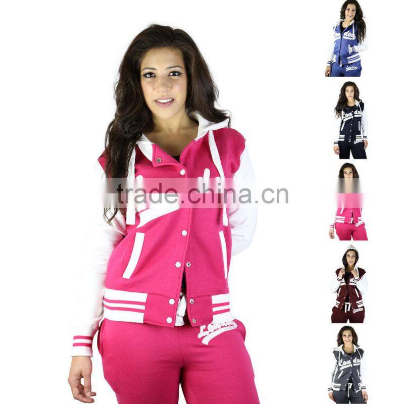 New Womens Ladies Varsity Joggers Baseball soccer Tracksuit