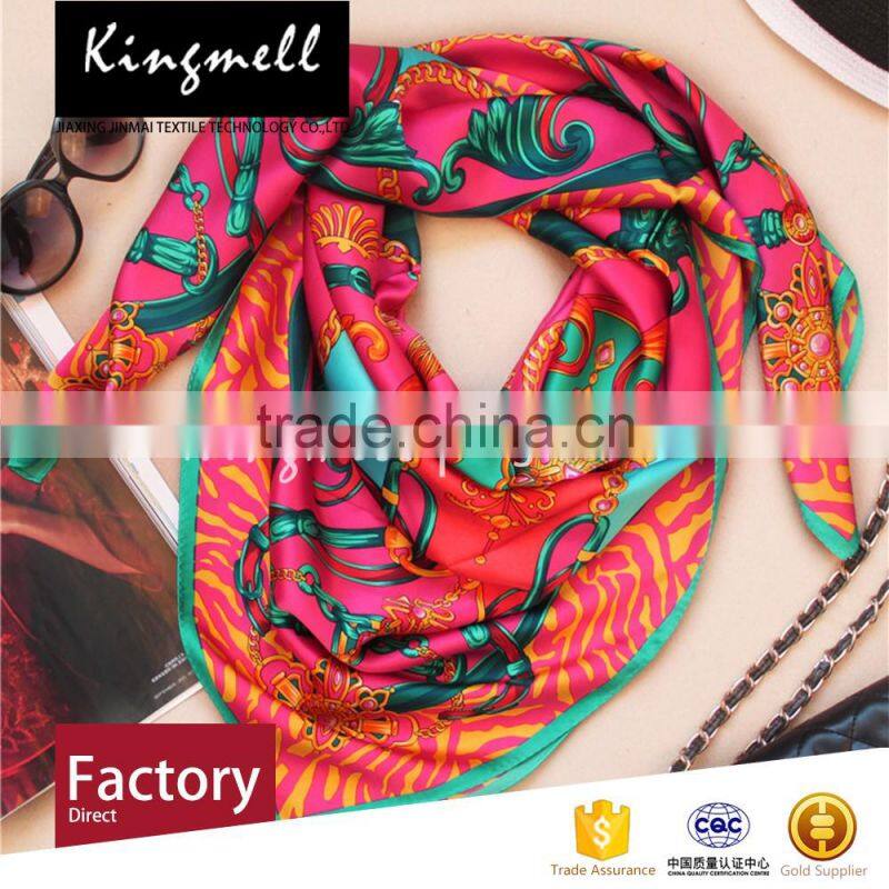 Customizable colorful satin silk scarves with top quality