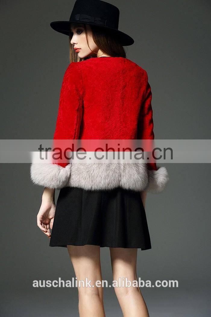 intalian style winter women round neck noble real fox fur coats
