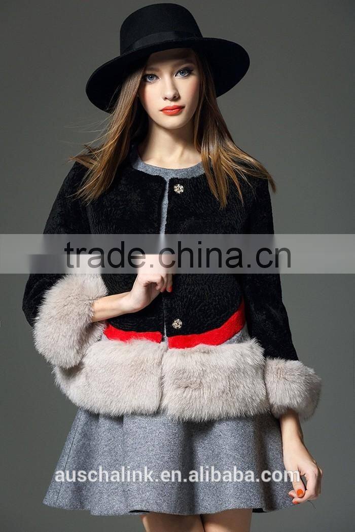 intalian style winter women round neck noble real fox fur coats
