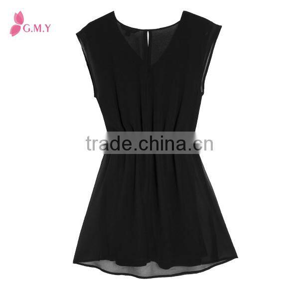 Hot sale black chiffon summer ladies fashion casual dress