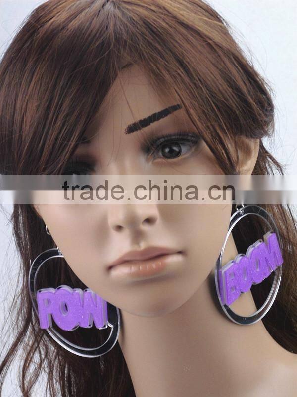 Hip Hop acrylic map earring custom acrylic map earrings 2015 Punk earring jewelry