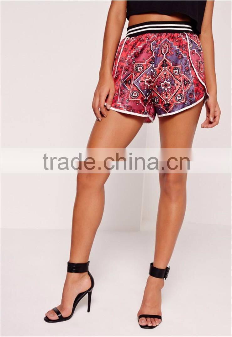 Custom Design Floral Print Hot Shorts Sports Waistband Printed Runner Shorts Multi