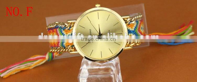 2015 DIY handmade braided rope watch Korean exquisite rainbow bracelet watch