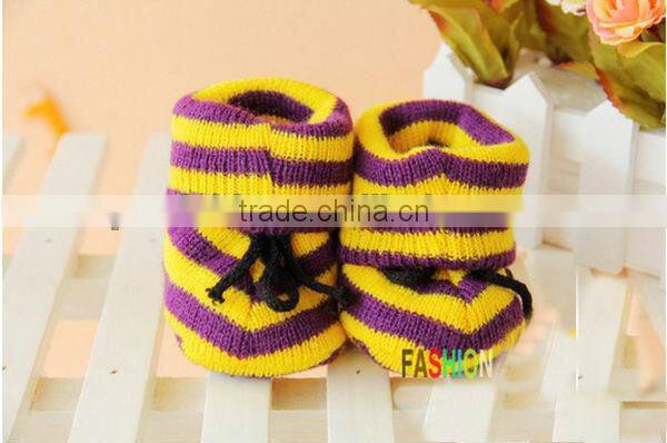 Wholesale Winter Baby Kids Knitted Shoes Stripes Cotton Cute Shoes
