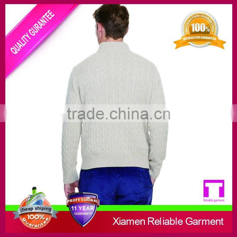 2016 new fashion design men's quarter zip sweater/handmade knit wool sweater for man