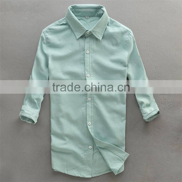2015 High Quality 100% Cotton custom design contrast color men slim fit women dress open shirt
