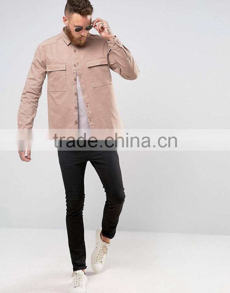 2017 newest arrival customized colors size t shirt style light pink men plain sports jacket with button and two quare pocket