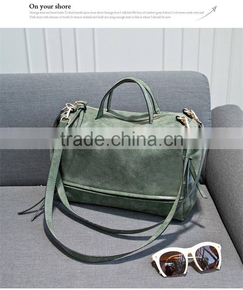 Vintage Nubuck Leather Large Women Shoulder Bag