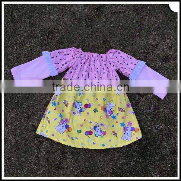 Easter festival spring girl ruffle set baby girl easter rabbit printed and pink arrow style fashion boutique girl dress clothing