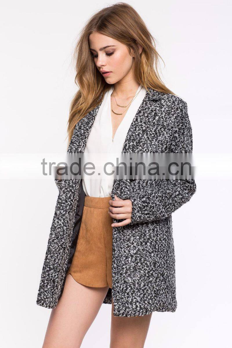 New arrival notch collars women coat elegant long sleeves winter coat woman
