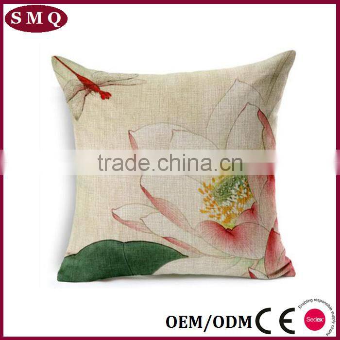 natural felt flower custom printing mixed linen oriental cushion covers