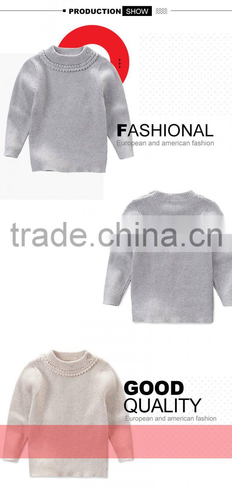 High quality kids long sleeve heavy wool sweater design for girl
