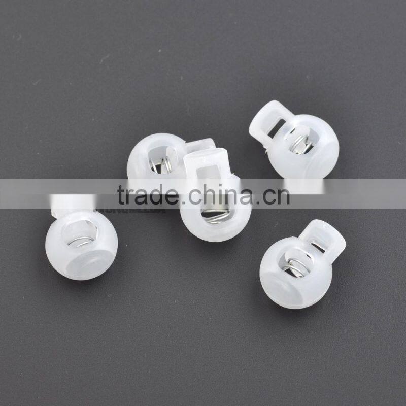 Transparent plastic round ball cord lock end toggles spring clip stoppers for 6-7mm bungee shock cord HLD/K-003