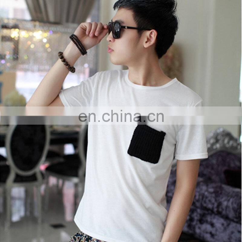 2017Peijiaxin Fashion Design Casual Style Plain Woolen Custom Collar Pocket Men Tshirt Pattern