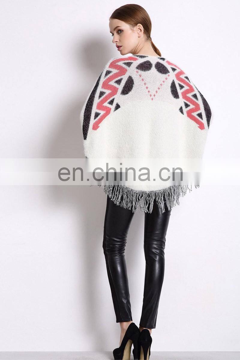 2016 Autumn latest fancy tops wool sweater design for girls cashmere poncho