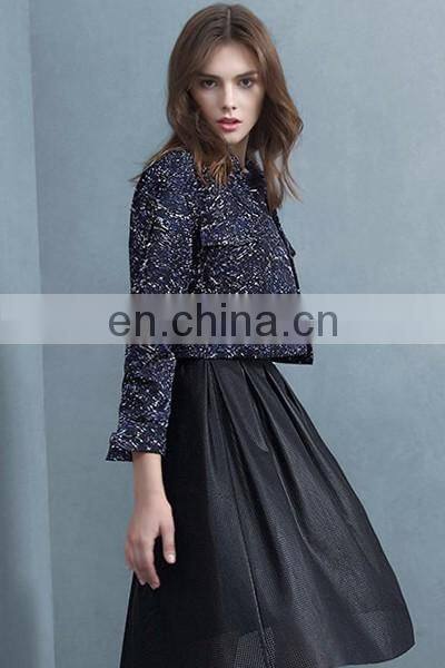 2017 new fashion color mixed print short lady jacket