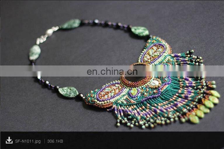 ORANGE SEED BEAD TWISTER NECKLACE 1940's HAUTE COUTURE