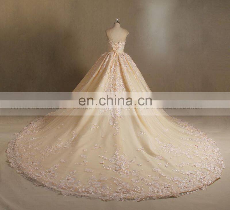 Real photo silver wedding dress heavy lace wedding gown