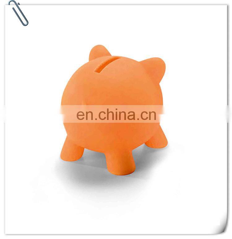 piggy shaped plastic pvc coin bank and money box coin can with bottom lid
