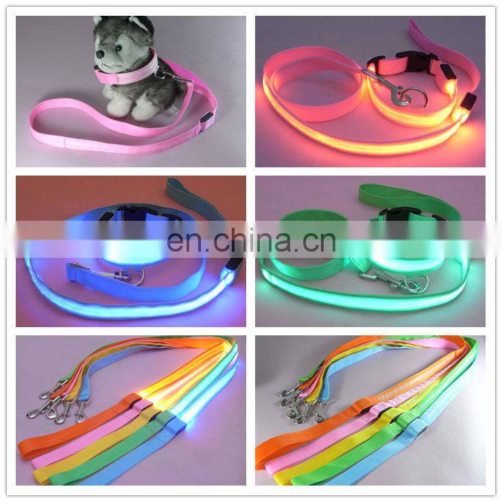 Wholesale Factory Manufacturer Retractable Led Pet Dog Leash and Collar Set With Led Light