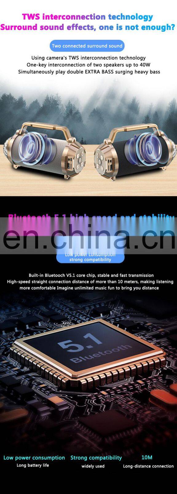 Mini speaker 2020 wholesale OEM/ODM remote control mobile phone/computer 5.0 1200MAH high capacity