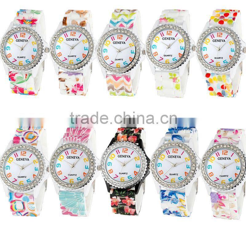 hot mix colors floral geneva watch
