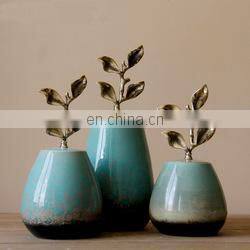 Blue and white landscape Shang ceramic flower floor vase for living room decoration
